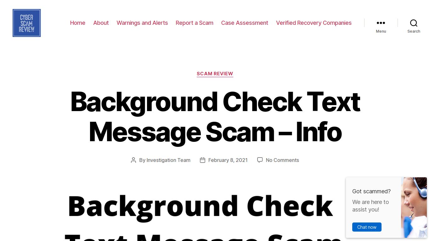 Background Check Text Message Scam - Info - Cyber Scam Review